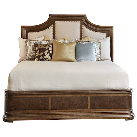 Transitional King Upholstered Panel Bed